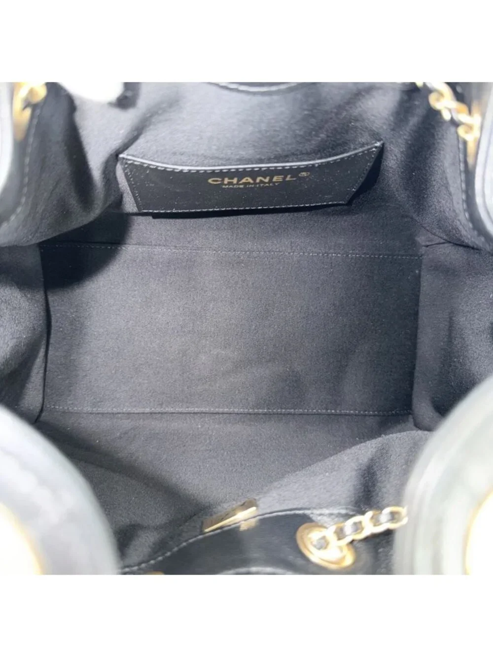 Chanel Shoulder Bag 25 Small Handle Chain CC Logo Caviar Leather Black Gold